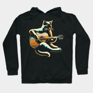 Cat Playing Acoustic Guitar Player Guitarist Funny Cat Lover Hoodie